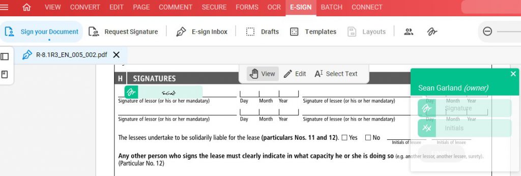 How to add Initials appearance in the Fill & Sign module? – Soda PDF