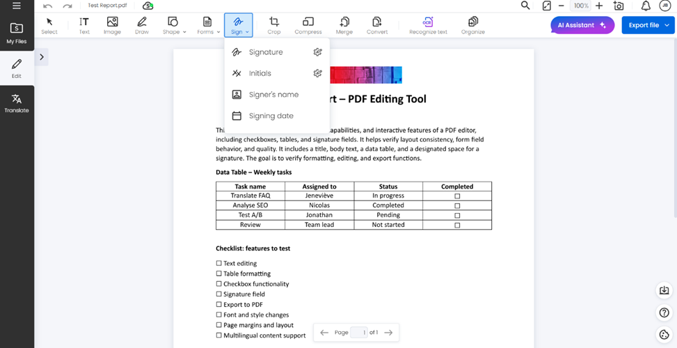 Inside Soda PDF’s editing tool: add signatures, forms, images, and more.