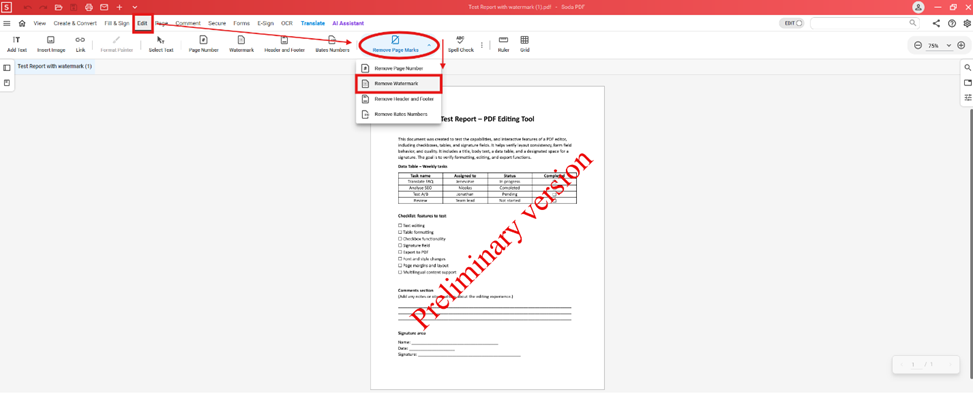 Edit module of Soda PDF’s desktop version. 