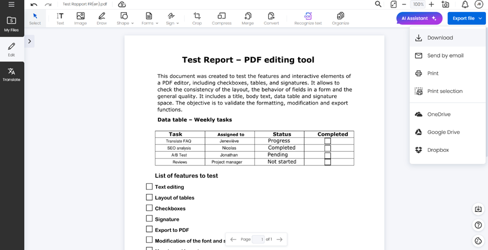 When your file is translated, download it, share it, or save it.