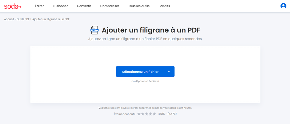 Choisissez votre fichier à partir d’un appareil, de Google Drive ou Dropbox.
